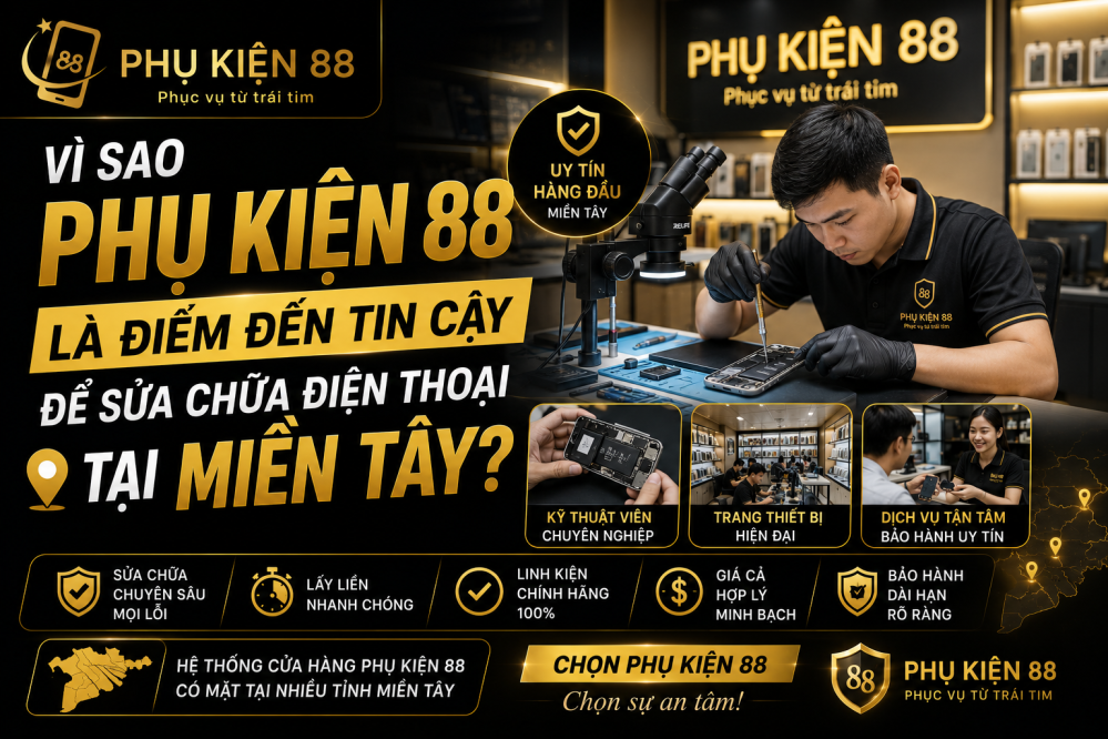 Vì sao Phụ Kiện 88 là điểm đến tin cậy sửa điện thoại tại Miền Tây?