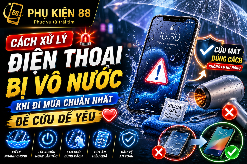 Cách xử lý điện thoại bị vô nước khi đi mưa chuẩn nhất để cứu dế yêu