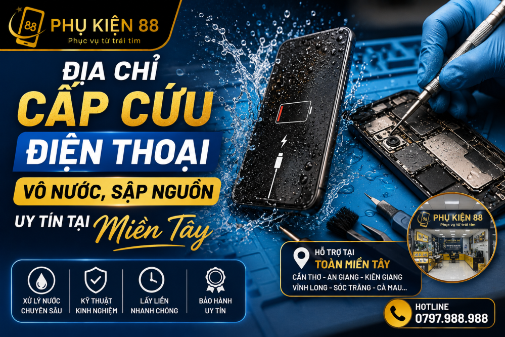 Địa chỉ cấp cứu điện thoại vô nước, sập nguồn uy tín tại Miền Tây