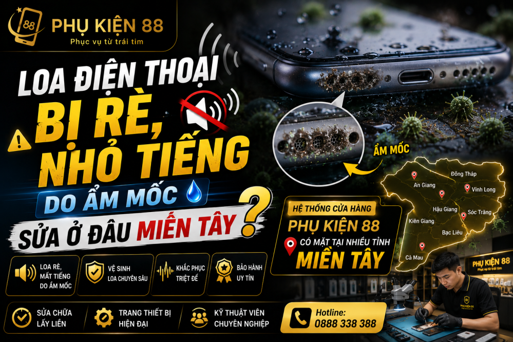 Loa điện thoại bị rè, nhỏ tiếng do ẩm mốc: Sửa ở đâu Miền Tây?