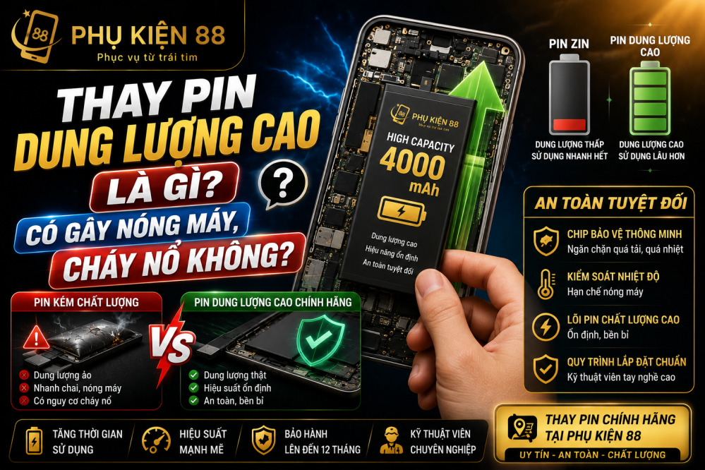 Thay pin dung lượng cao là gì? Có gây nóng máy, cháy nổ không?