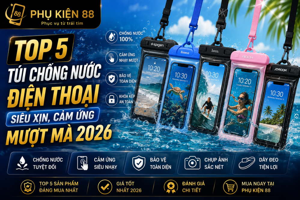 Top 5 túi chống nước điện thoại siêu xịn, cảm ứng mượt mà 2026