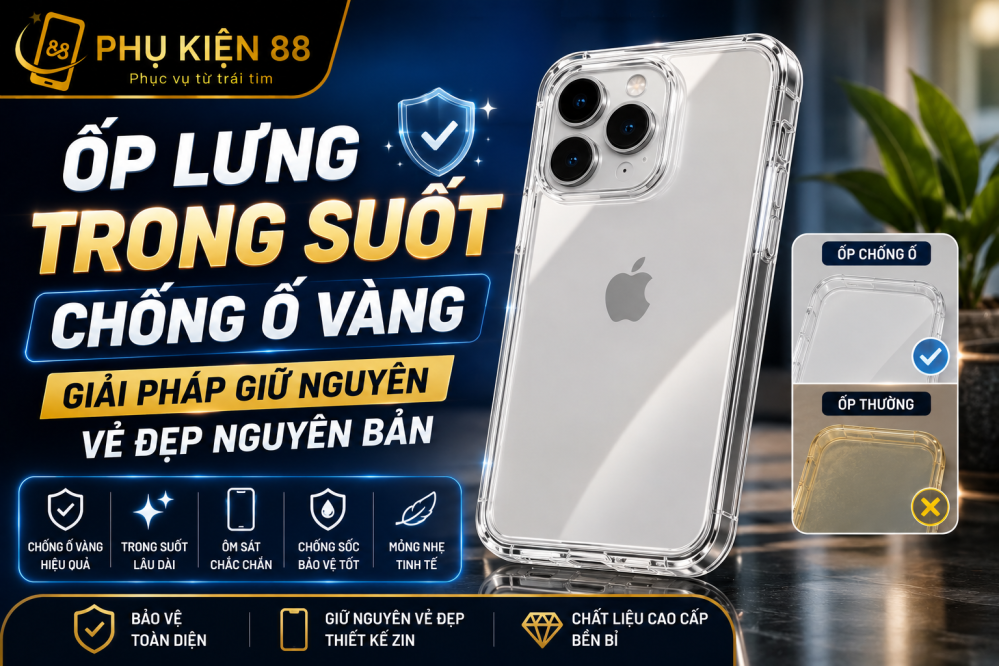 Ốp lưng trong suốt chống ố vàng: Giữ trọn vẻ đẹp nguyên bản
