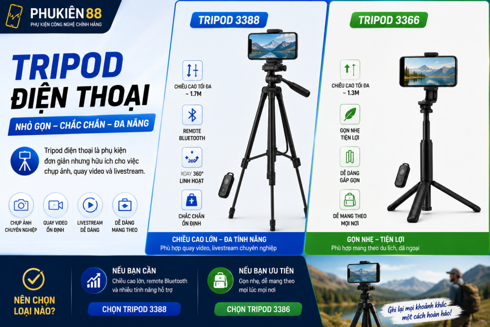Tripod Điện Thoại: Cách Chọn Chân Máy Phù Hợp Cho Chụp Ảnh, Quay Video Và Livestream