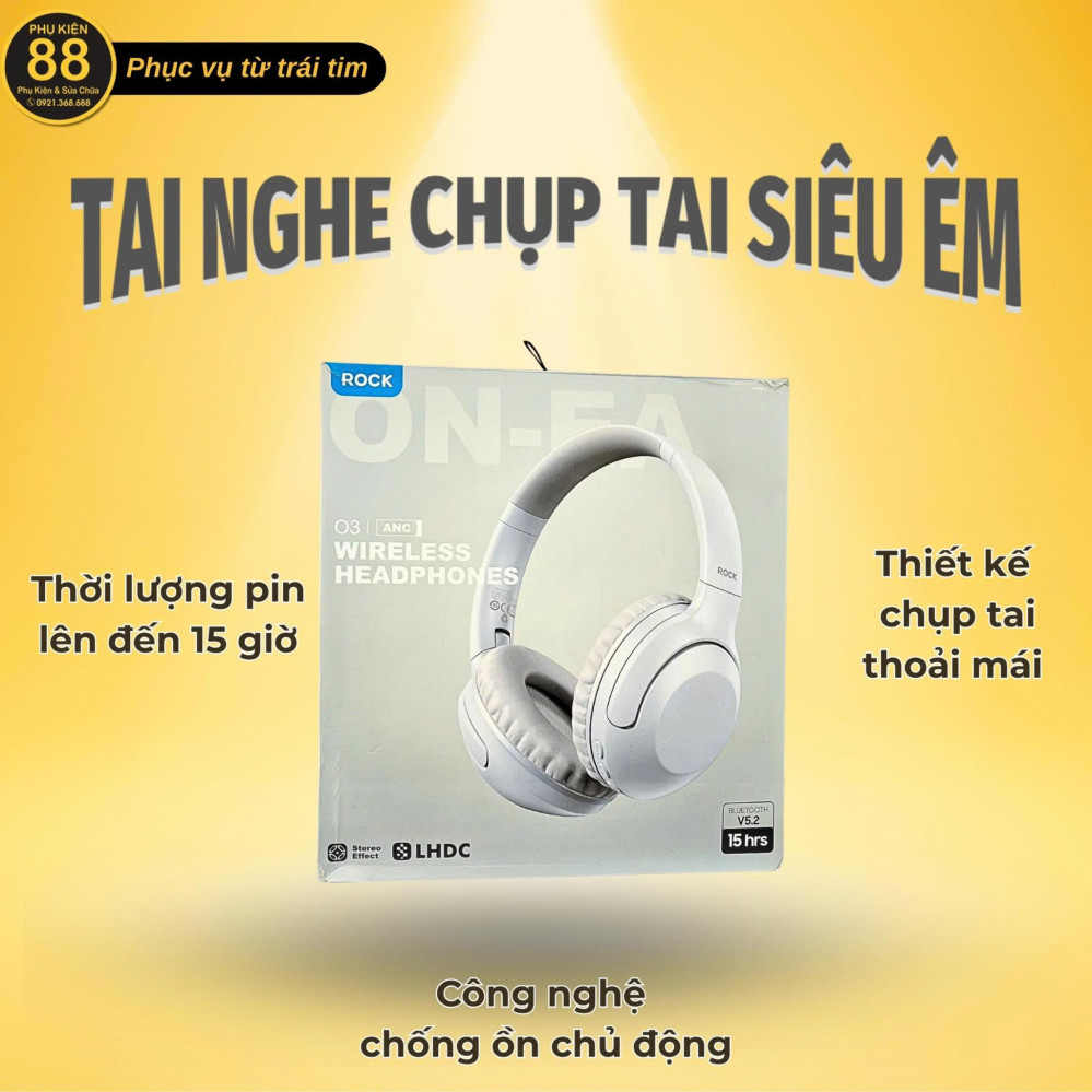 Tai nghe chụp tai không dây ROCK O3 ANC